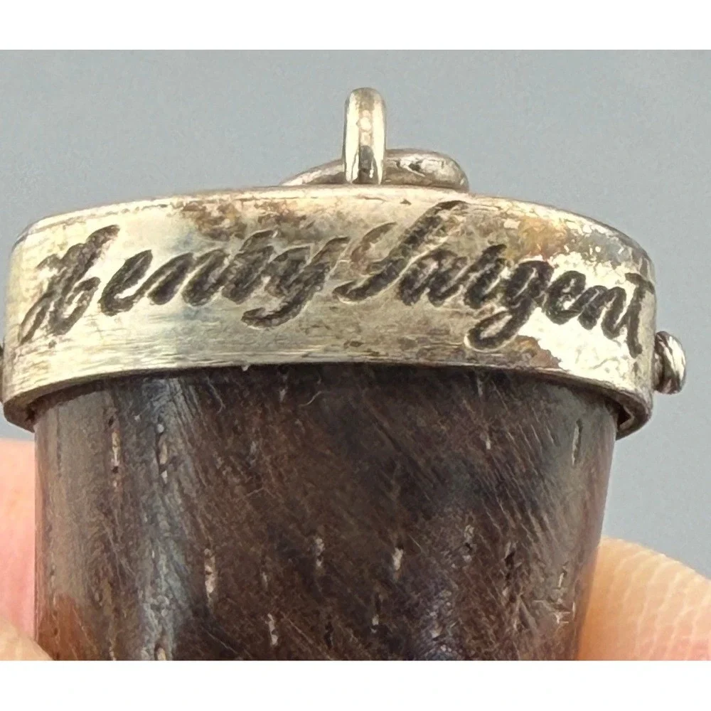 Vintage Figa Hand Keychain XRF Tested Silver Carved Wood Lucky Fist Zitrin Box
